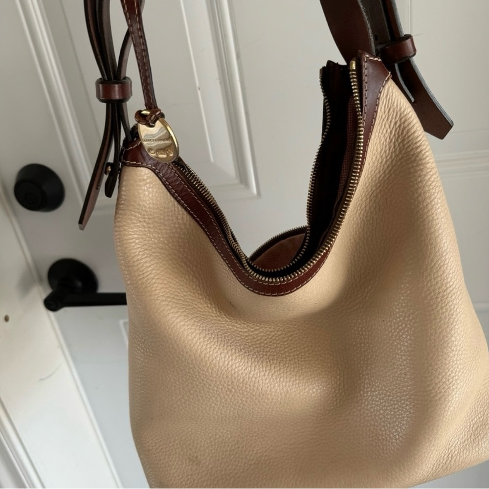 Dooney & Bourke Cream and Brown Hobo Bag - Picture 2 of 3